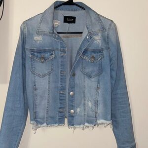 Risen Women's Distressed Light Blue Jean Jacket